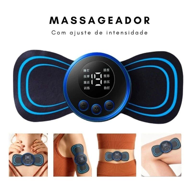 Massageador Corporal EMS Portátil Recarregável - Alívio imediato para dores e fadiga muscular