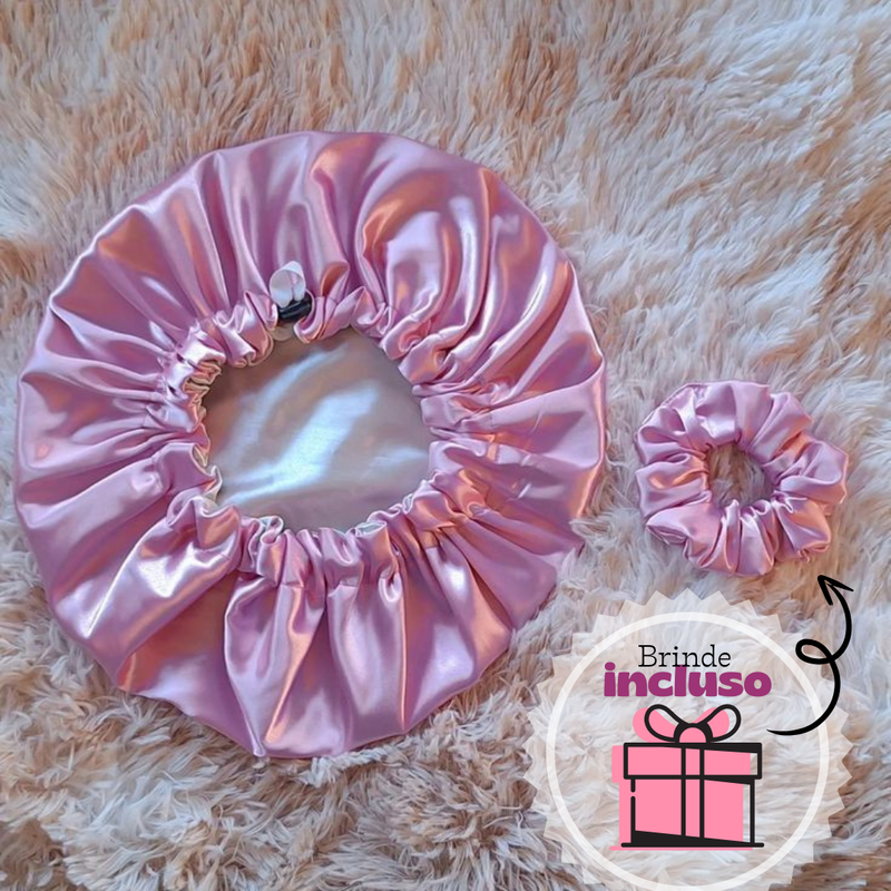 Touca Dupla Face de Cetim Ajustável + Xuxinha