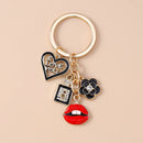 Bonito batom perfume sexy batom vermelho chaveiro feminino meninas amor coração chaveiro pingentes para bolsa diy artesanal chaveiro presentes