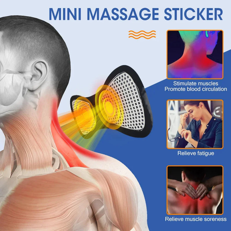 Massageador elétrico de pescoço, estimulador de massagem muscular ems, instrumento de baixa frequência, costas, cervicais, panturrilha, dor nas articulações, mini dispositivo