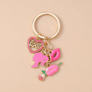 Bonito batom perfume sexy batom vermelho chaveiro feminino meninas amor coração chaveiro pingentes para bolsa diy artesanal chaveiro presentes
