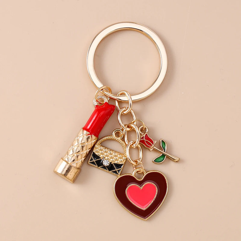 Chaveiro para Gloss - Amor coração chaveiro pingentes para bolsa diy artesanal