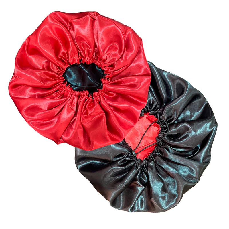 Touca de Cetim Dupla Face Ajustável + xuxinha