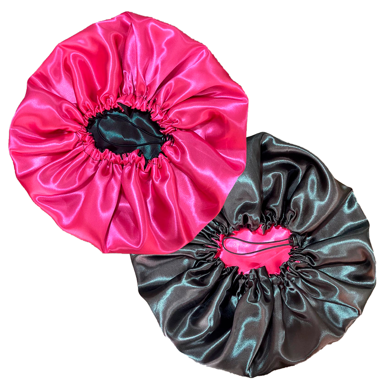 Touca de Cetim Dupla Face Ajustável + xuxinha