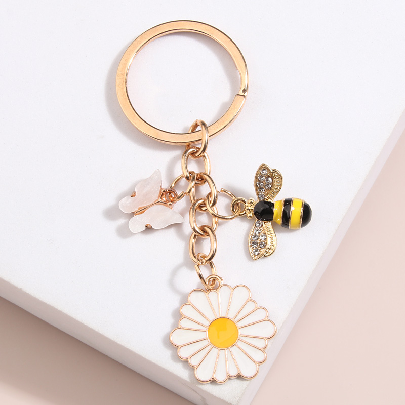 Flores Bonitas Chaveiro de Insetos Voadores com Abelha e Borboleta Jóias Feitas à Mão para Mulheres e Homens